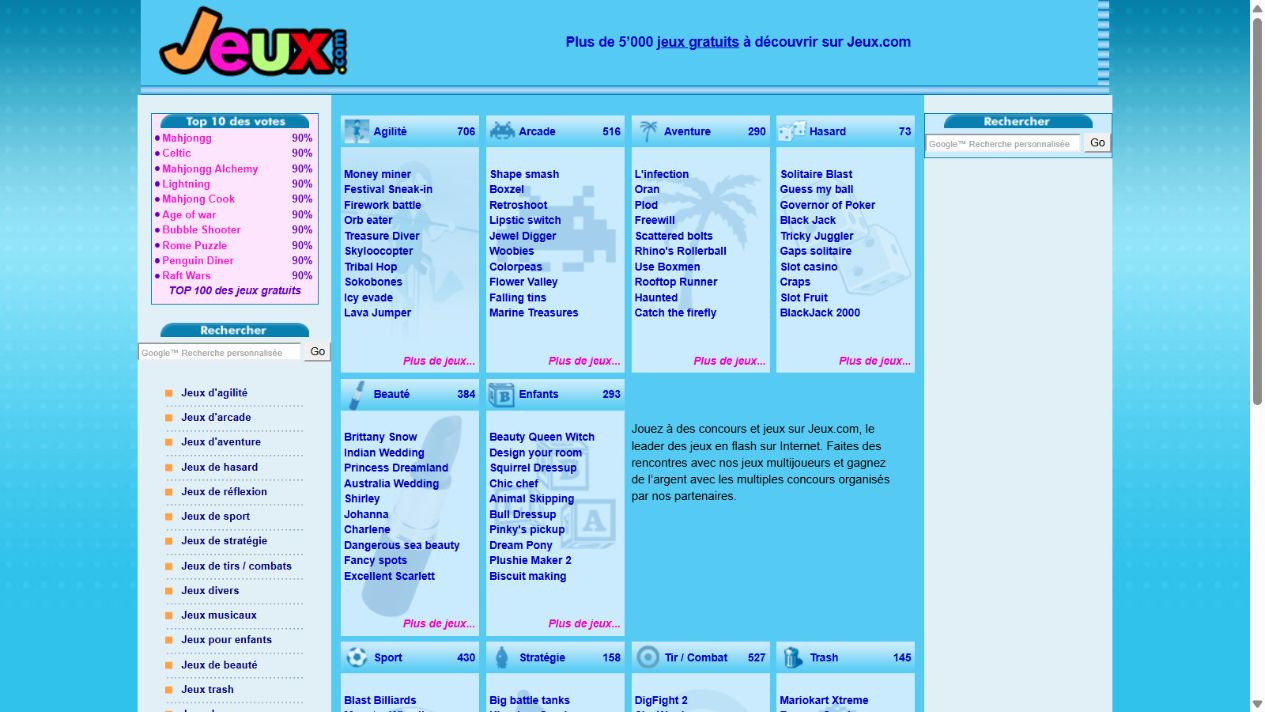 Capture de Jeux.com 2009 restauré